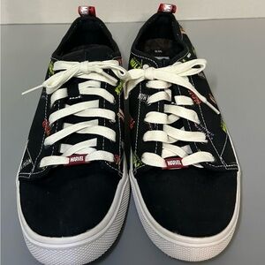 Marvel by TOMS Black Sneakers with White Laces Superhero Names ‎ Womens Size 8